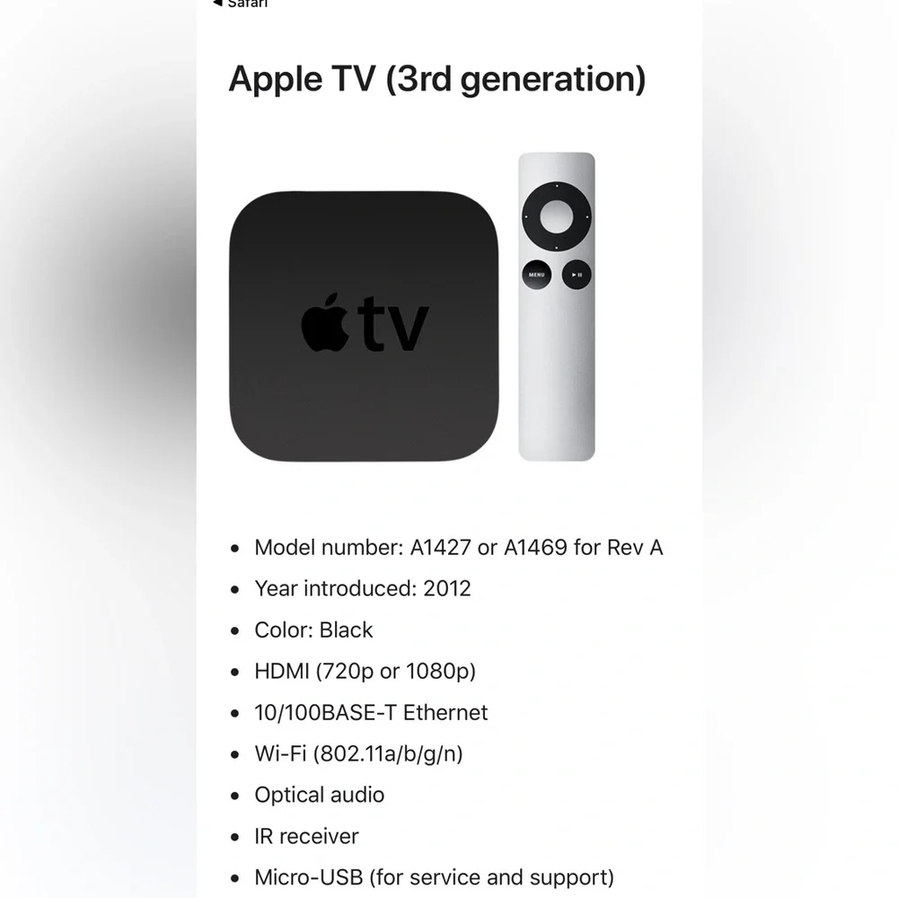 Apple TV🍎 Model A1469 With Controller and Cords